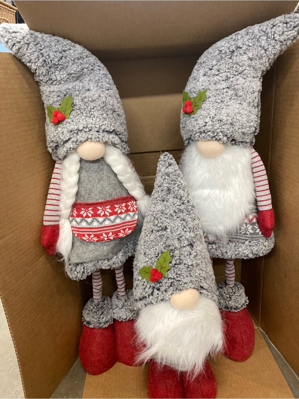 Holiday Standing Gnome Trio Décor - Gray and Red 29” and 20”